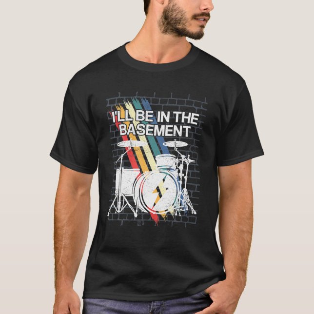 Camiseta Arte Engraçada Para Homens Drum Conjunto De Bebida (Frente)