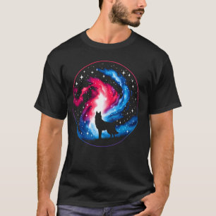 Camiseta Arte Espacial Cósmica legal Galáxia do Lobo Cósmic