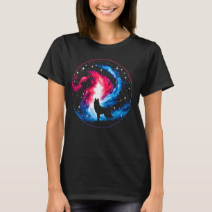 Camiseta Arte Espacial Cósmica legal Galáxia do Lobo Cósmic