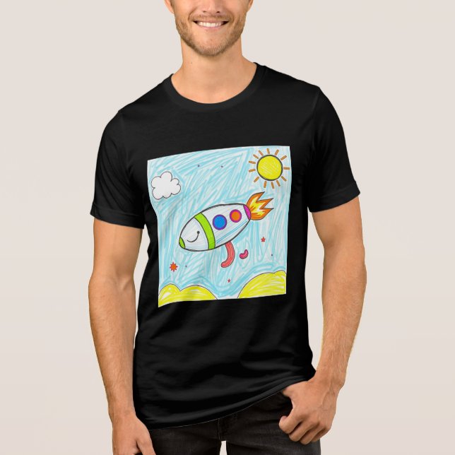 Camiseta Arte espacial divertida com Doodle Colorida (Frente)