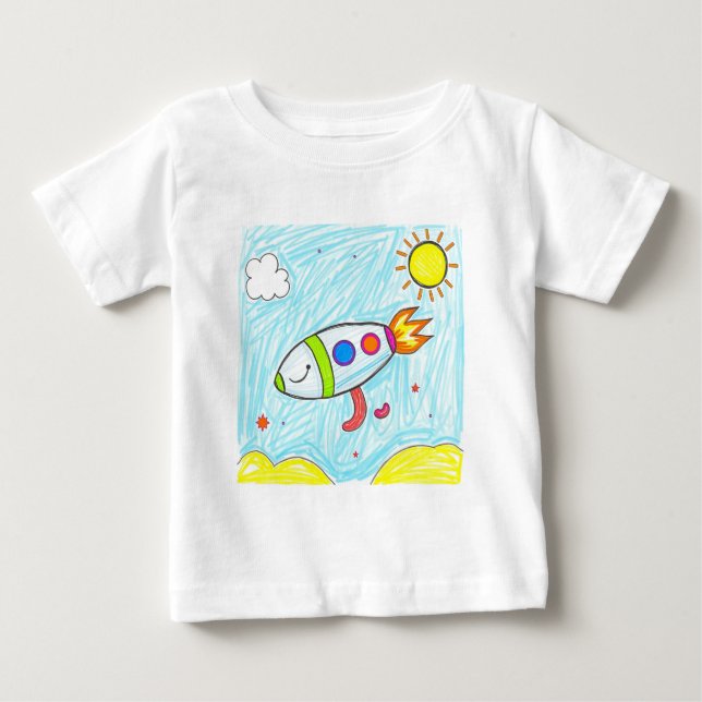 Camiseta Arte espacial divertida com Doodle Colorida (Frente)