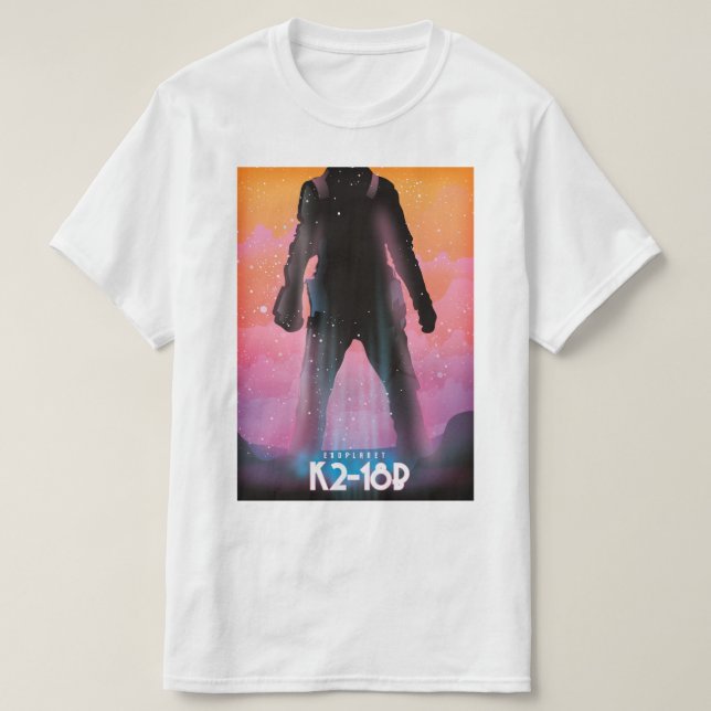 Camiseta Arte espacial do exoplaneta K2-18b (Frente do Design)