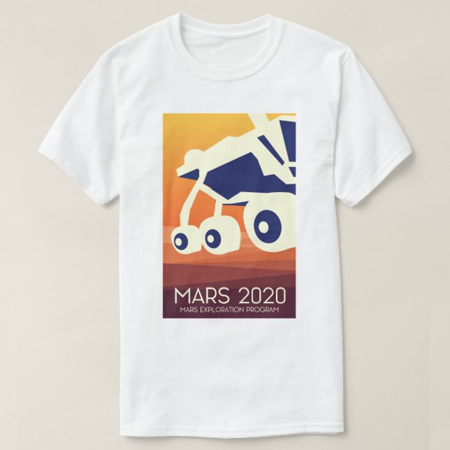 Camiseta Arte Espacial do Rover Mars 2020 (Frente do Design)