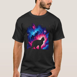 Camiseta Arte Espacial Gráfica da Galáxia do Gato Cósmico L