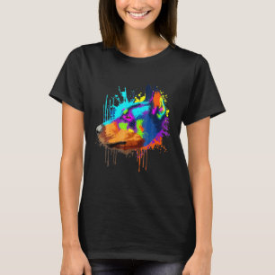 Camiseta Arte Espalhada Dobermann Colorido Cachorro Fofo