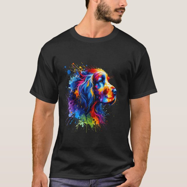Camiseta Arte Espalhada English Setter (Frente)
