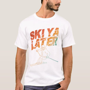 Camiseta Arte Esqui Para Homens Moças Esquiar Neve