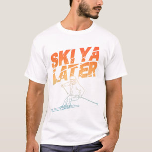 Camiseta Arte Esqui Para Homens Moças Esquiar Neve