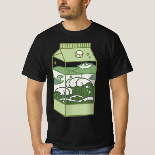 Camiseta Arte Estético de Caixa de Leite Fofo Kawaii Otaku