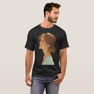 Camiseta Arte Estético de Garota Loira Sonhadora