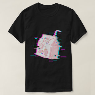 Camiseta Arte Estético de Leite de Morango com Glitch