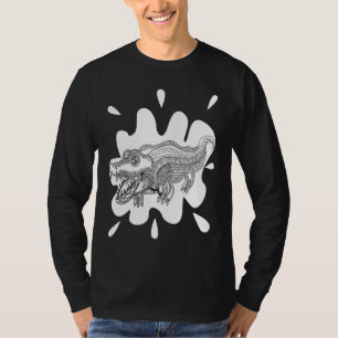Camiseta Arte exótica de crocodilo padronizado preto e bran