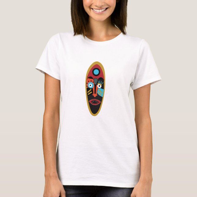 Camiseta Arte facial de tatuagem colorida moderna abstrata (Frente)