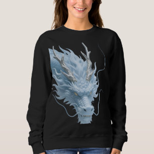 Camiseta Arte Fantasia de Design do Dragão Azul Claro Chinê