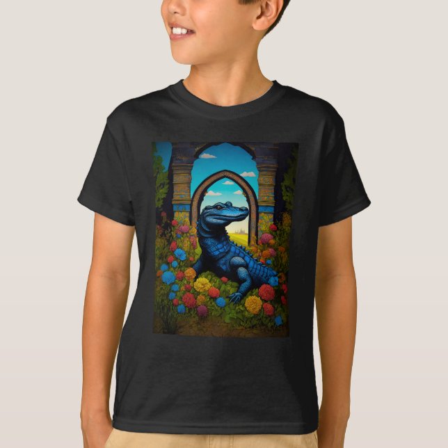 Camiseta Arte Fantasia de Jacaré Azul  (Frente)