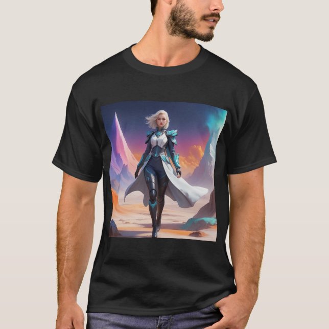Camiseta Arte Fantástica Futurística | Sci-Fi Heroine (Frente)