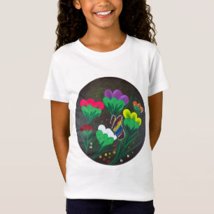 Camiseta Arte feita à mão - Borboleta em Flor