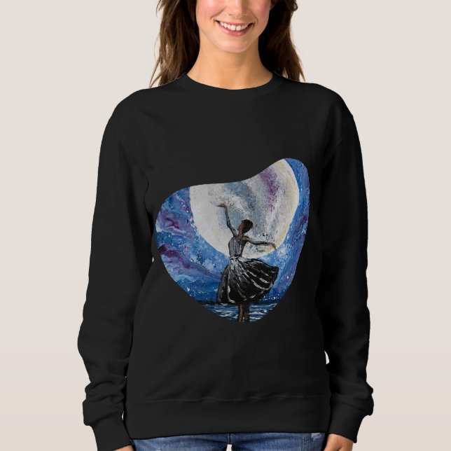 Camiseta Arte feita à mão - dançando com a lua  (Frente)