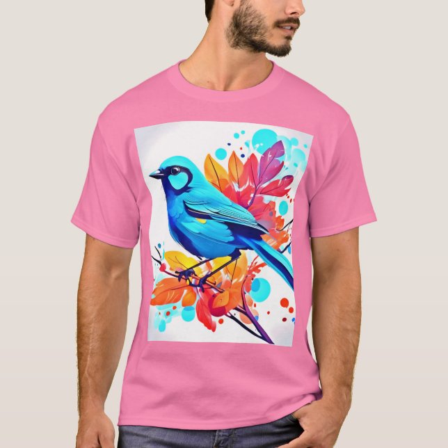 Camiseta Arte Felicidade do Pássaro Azul (Frente)