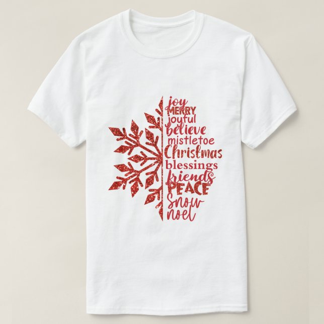 Camiseta arte festiva em floco de neve de Natal (Frente do Design)