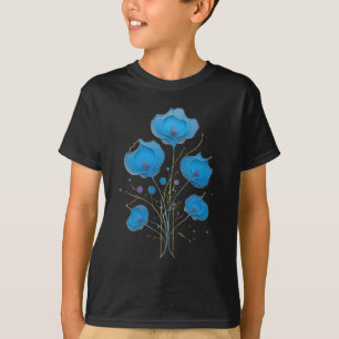 Camiseta Arte Floral Abstrata Colorida Com Simetria Perfeit