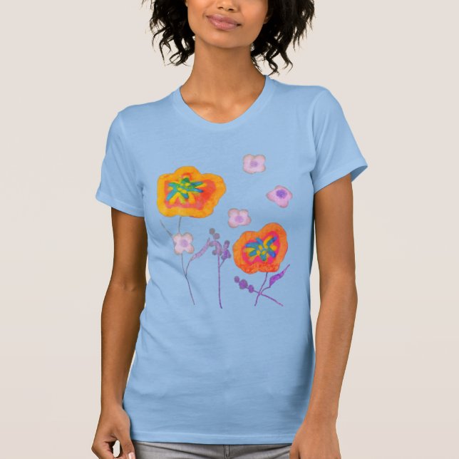 Camiseta Arte Floral Abstrato de Posições bonito a Vestir (Frente)