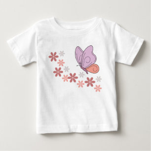 Camiseta Arte floral de borboleta-branca
