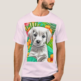 Camiseta Arte Floral de Cachorrinho