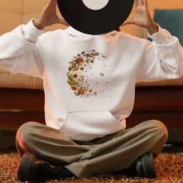 Camiseta Arte Floral de Lua Crescente em Flores Prensadas