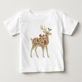 Camiseta Arte Floral de Rena de Natal