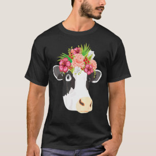 Camiseta Arte Floral de Roupas de Cabeça de Vaca Pecuarista