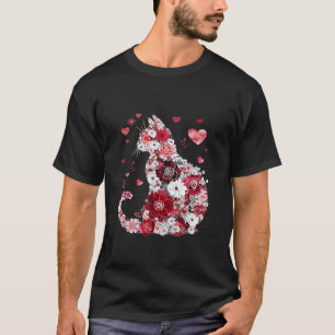 Camiseta Arte Floral do Gato do Dia dos Namorados para Casa