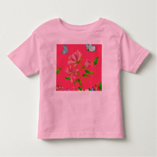 Camiseta Arte Floral e de Borboleta para Menina