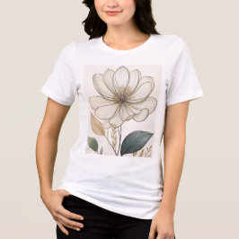 Camiseta Arte Floral Elegante - Design de Flor Minimalista