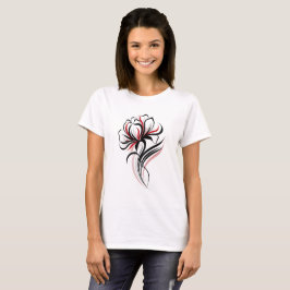 Camiseta Arte Floral Elegante em Linhas