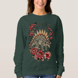 Camiseta Arte Floral Japonês do Estegossauro
