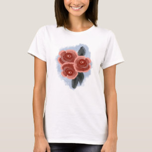 Camiseta Arte Floral Rosa Vintage Botânica Romântica