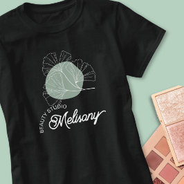 Camiseta Arte Floral Verde Elegante Moderna Minimalista