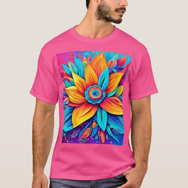 Camiseta Arte Floral Vibrante (Frente)