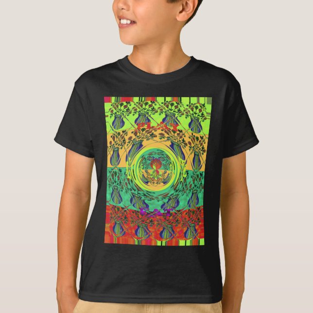 Camiseta Arte Floral Vibrante Abstrato (Frente)