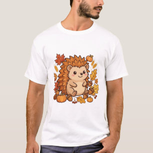 Camiseta Arte fofa de ouriço no outono para o Dia de Ação d