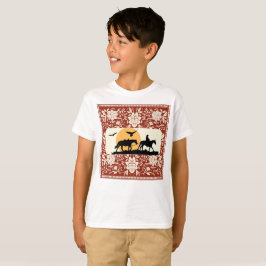 Camiseta Arte Folclórica Floral do Pôr do Sol do Cowboy Wes