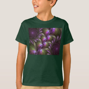 Camiseta Arte Fractal Abstrata Colorida Violeta Roxo Caqui