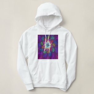 Camiseta Arte Fractal Abstrata de Flor Psicodélica Colorida