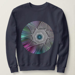Camiseta Arte Fractal Colorida de Abstrato de Flor Grande