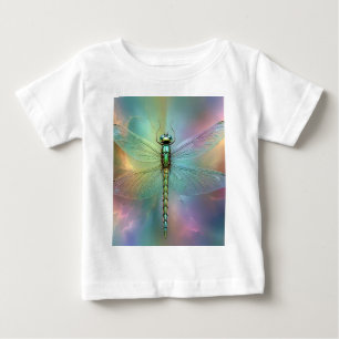 Camiseta Arte Fractal de Libélula Pastel Elegante,