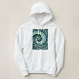 Camiseta Arte Fractal Espiral Azul Turquesa Abstrato Laranj
