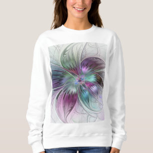 Camiseta Arte Fractal Floral Abstrata Colorida Moderna
