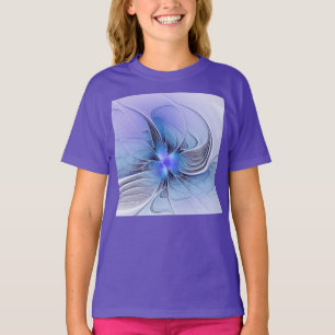 Camiseta Arte fractal moderna abstrata azul lavanda