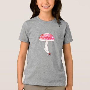 Camiseta Arte Fúngico Pastel Cute de Cogumelo Rosa Desenhad